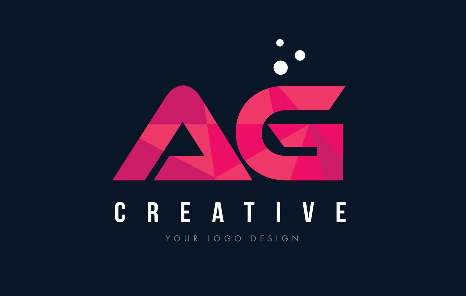 logo de lettre ag ag avec concept de triangles roses violet low poly vecteur