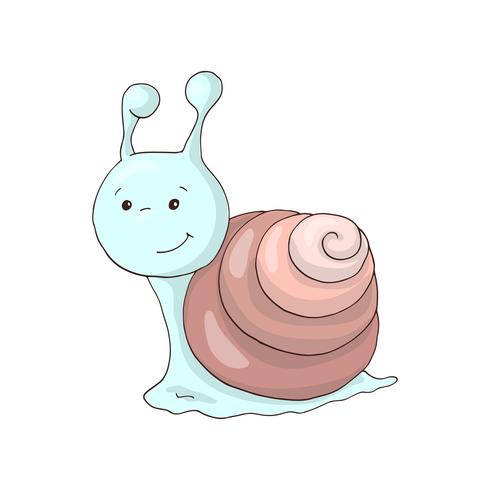 Dessin animé mignon petit escargot rose bleu vecteur