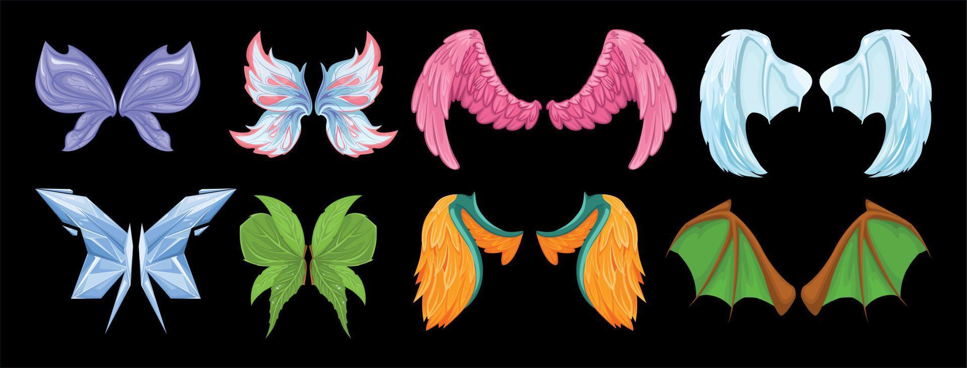 composition d'ailes mystiques colorées vecteur