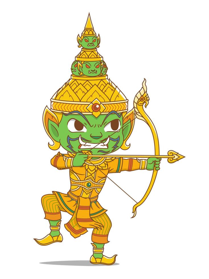 personnage de dessin animé de tossakan, roi du personnage géant dans l'épopée rammakienne de la thaïlande. vecteur