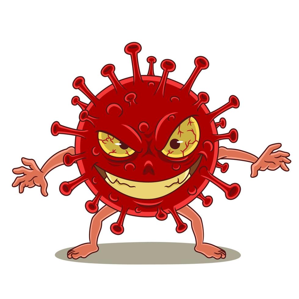 personnage de dessin animé du coronavirus, covid-19. vecteur