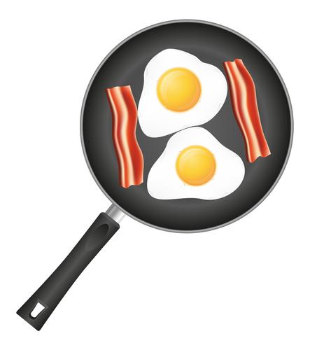 œufs sur le plat avec du bacon dans une illustration vectorielle de poêle vecteur