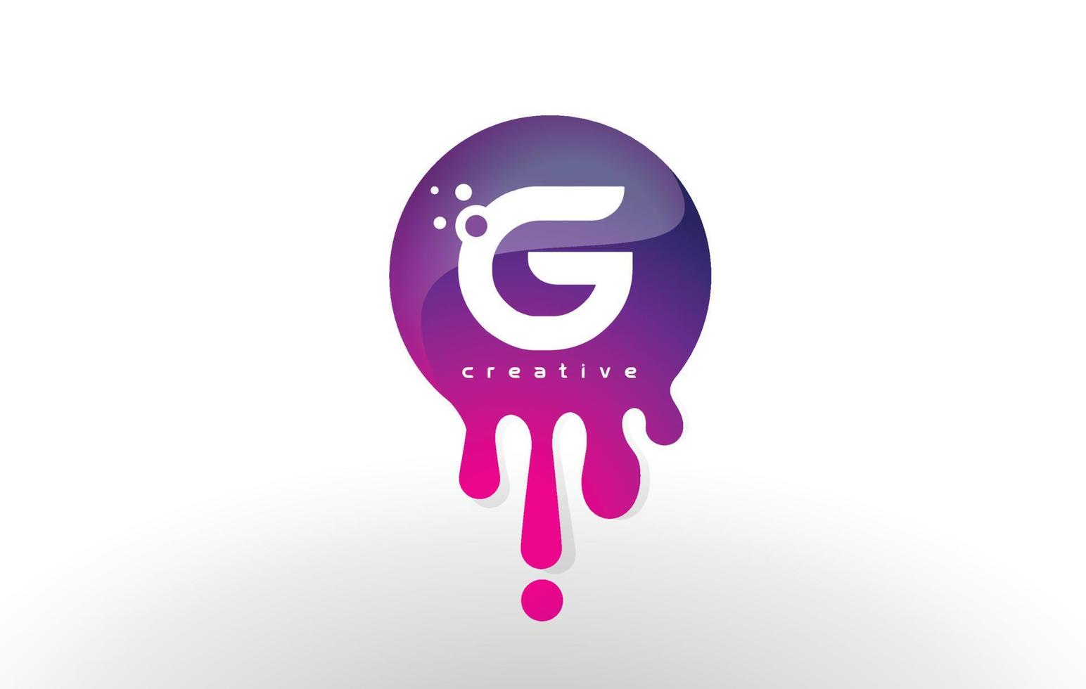 g lettre splash logo. conception de lettre de points et de bulles violets vecteur