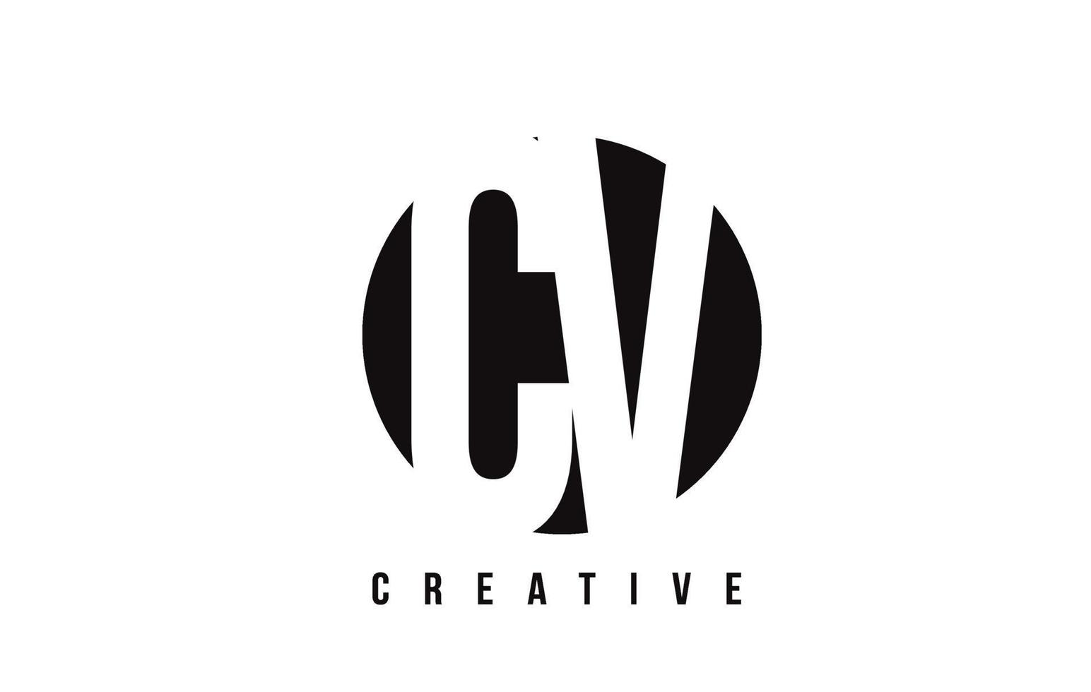 cv cv lettre blanche création de logo avec fond de cercle. vecteur