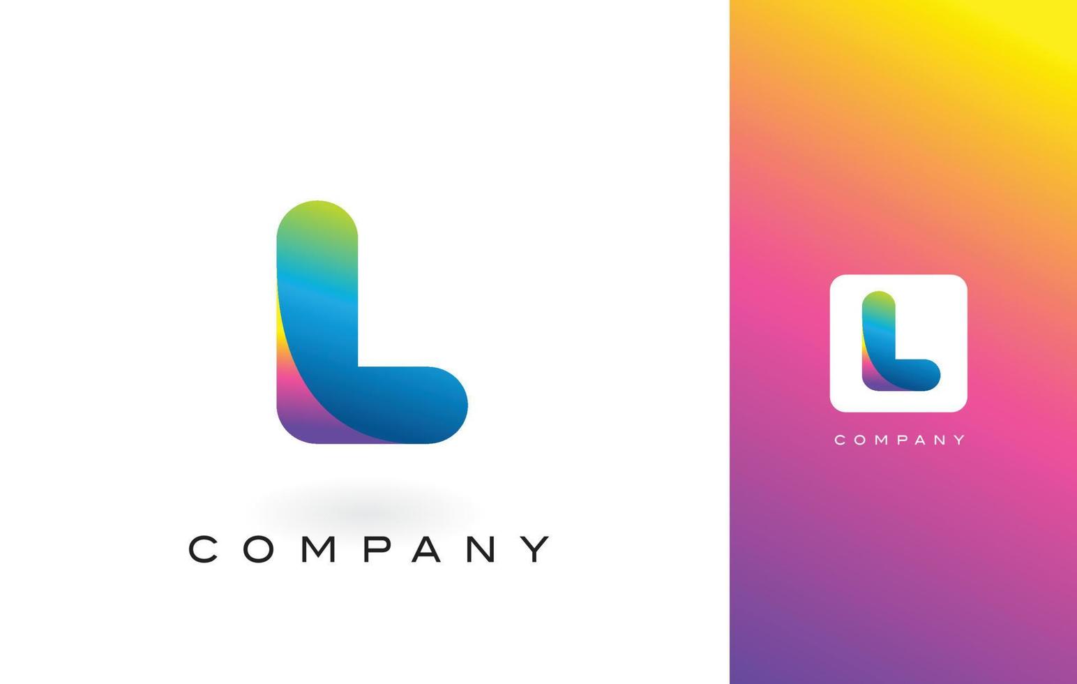 l lettre du logo avec arc-en-ciel vibrant de belles couleurs.l lettres colorées à la mode logo violet et magenta. vecteur