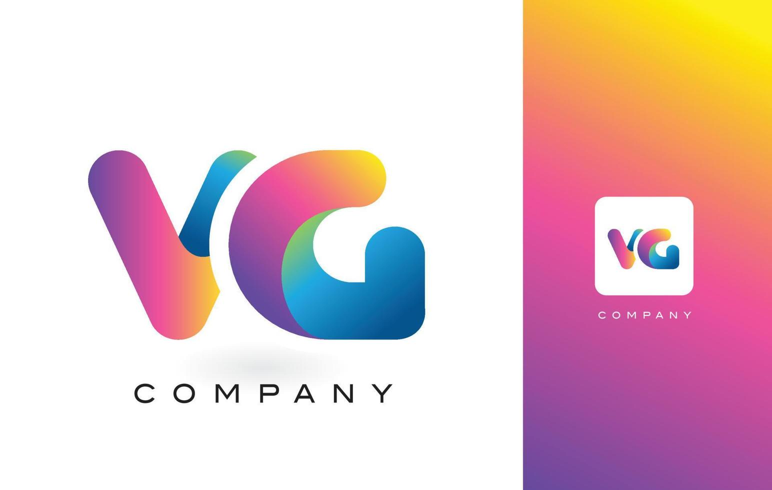 lettre de logo vg avec de belles couleurs vibrantes arc-en-ciel. vecteur de lettres violet et magenta à la mode coloré.