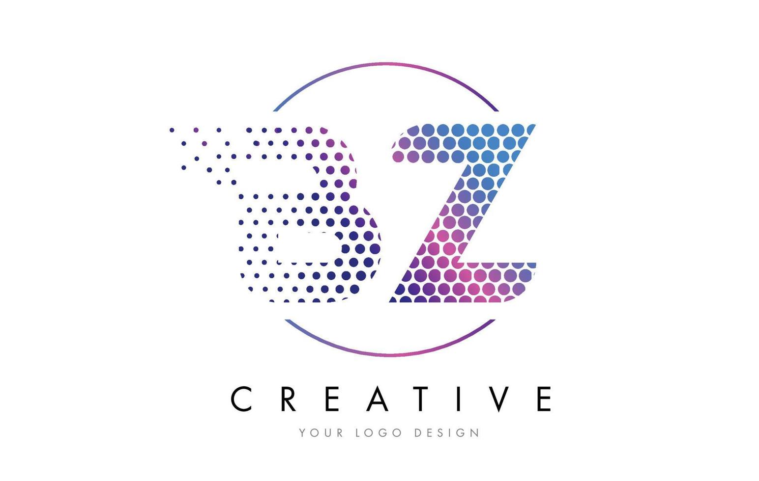 bz bz rose magenta en pointillé bulle lettre vecteur de conception de logo