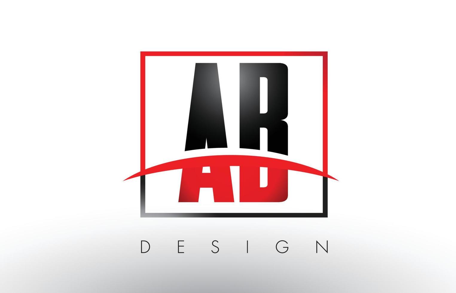 lettres du logo ab ab avec des couleurs rouges et noires et swoosh. vecteur