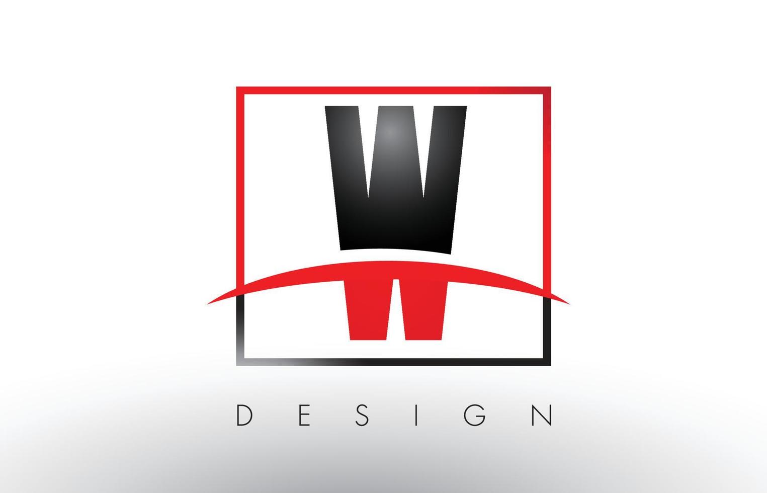 w lettres de logo avec des couleurs rouges et noires et swoosh. vecteur