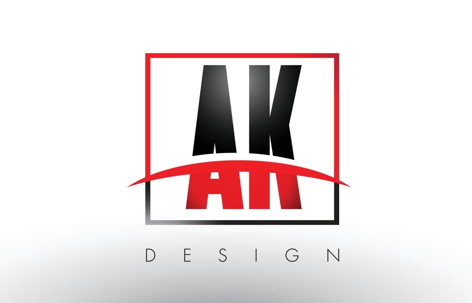 lettres du logo ak ak avec des couleurs rouges et noires et swoosh. vecteur