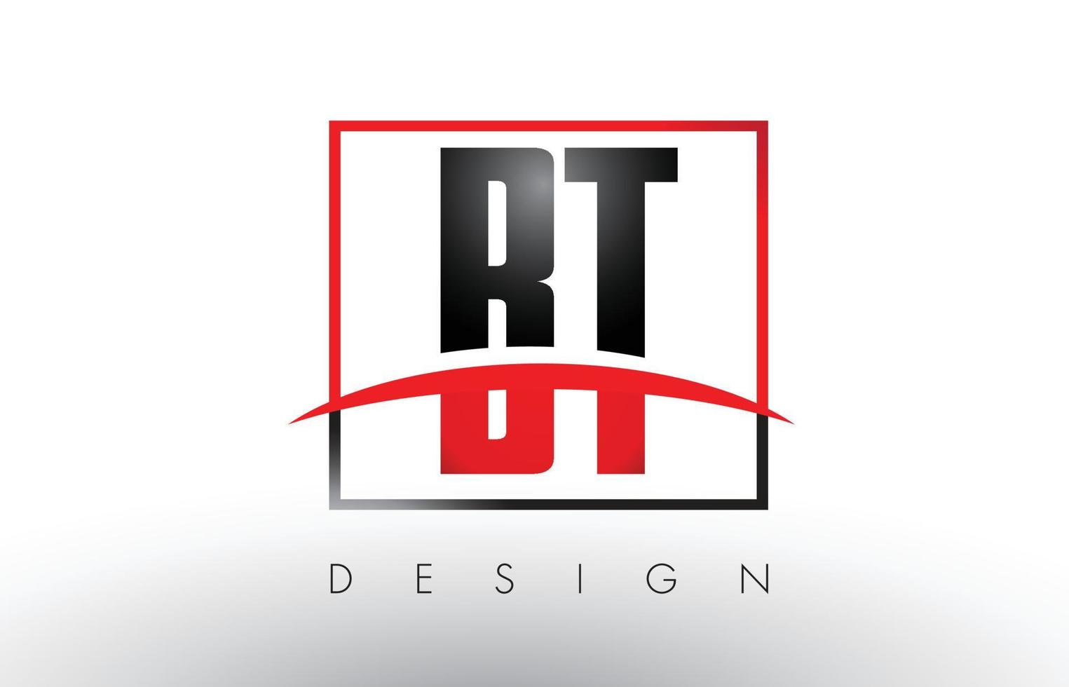 bt lettres du logo bt avec des couleurs rouges et noires et swoosh. vecteur