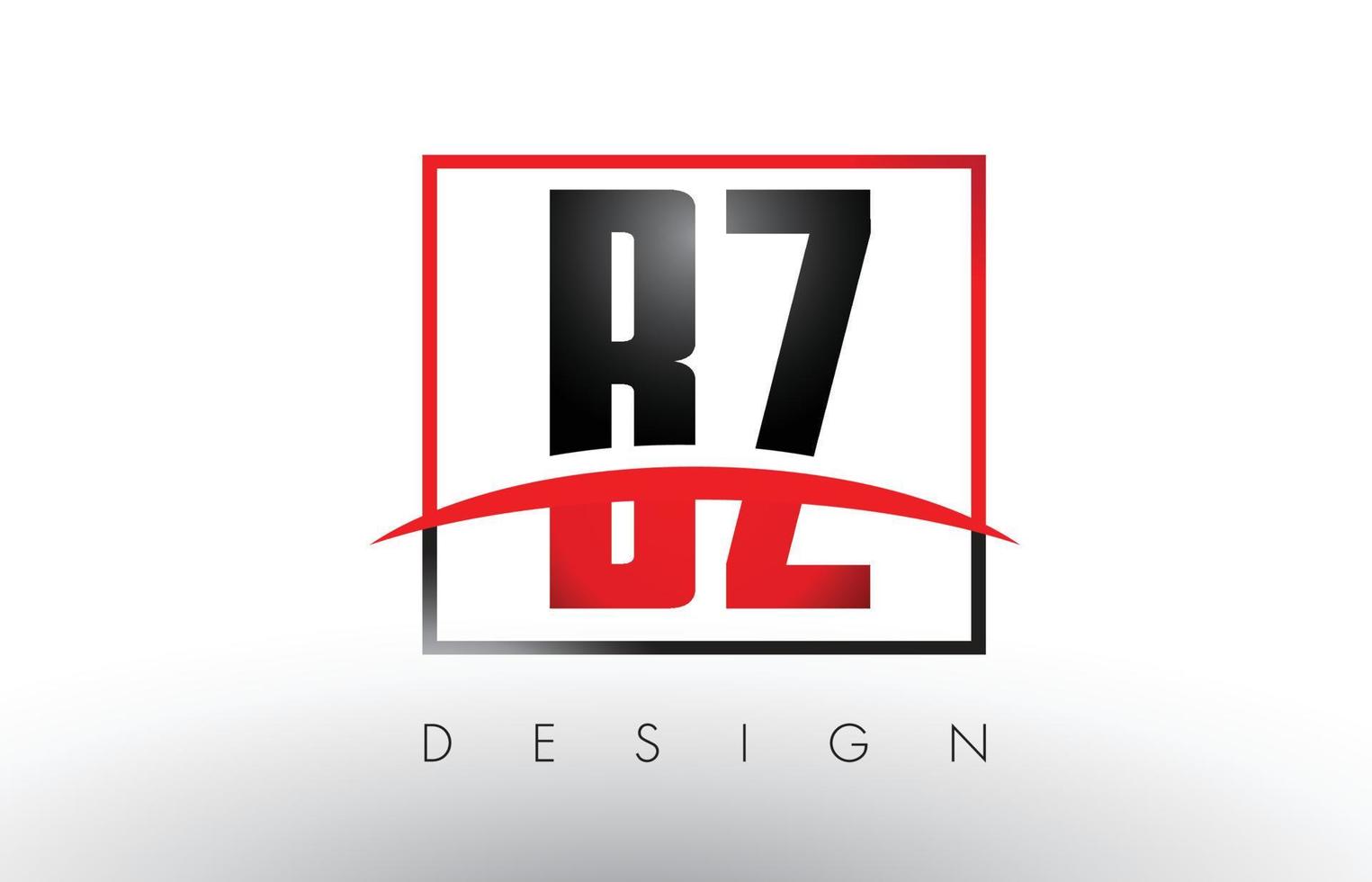 lettres du logo bz bz avec des couleurs rouges et noires et swoosh. vecteur