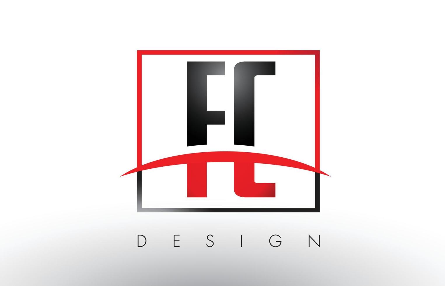 lettres du logo fc fc avec des couleurs rouges et noires et swoosh. vecteur