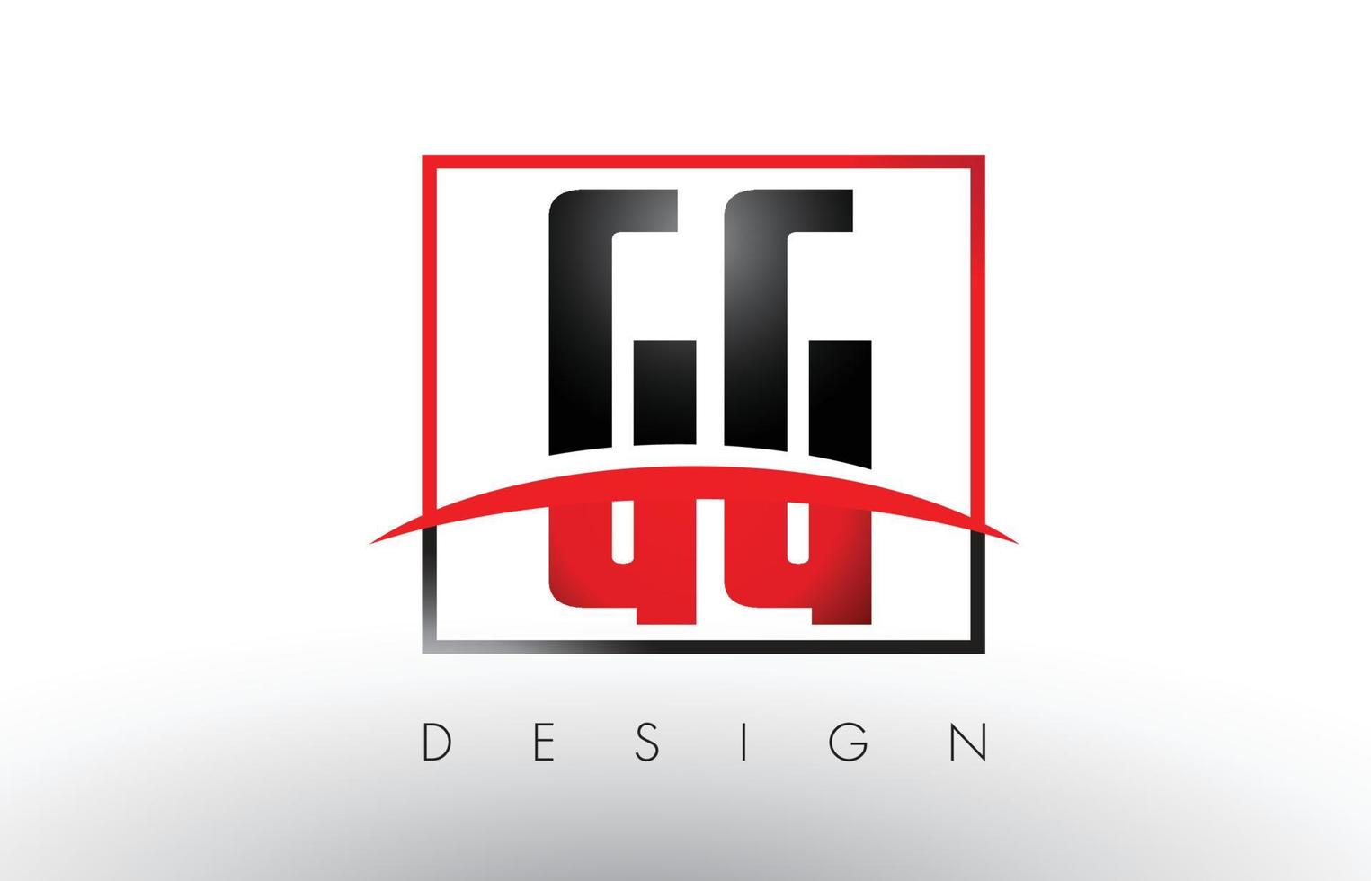 Lettres du logo gg gg avec des couleurs rouges et noires et swoosh. vecteur