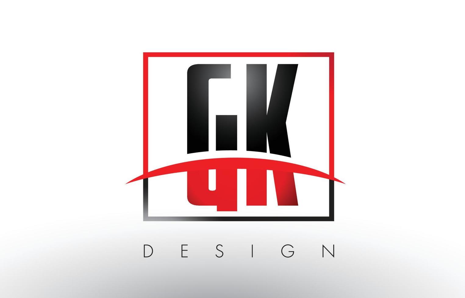 lettres du logo gk gk avec des couleurs rouges et noires et swoosh. vecteur