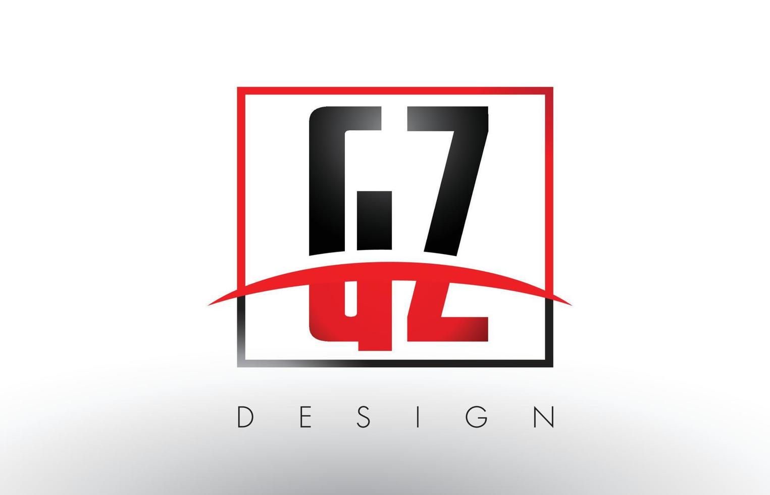 gz gz logo lettres avec des couleurs rouges et noires et swoosh. vecteur