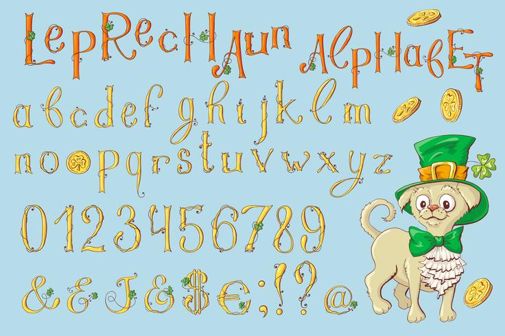 Lettres en or du jour de la St Patrick. Jeu d&#39;alphabet. vecteur