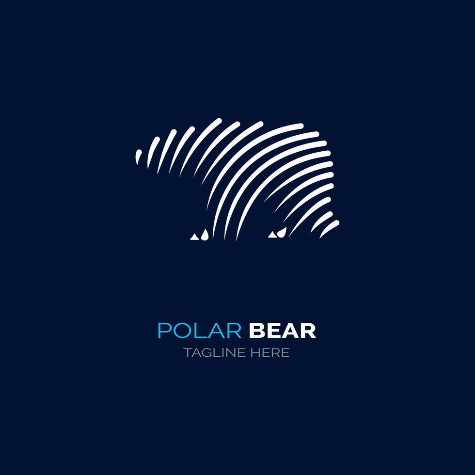 conception de modèle de logo de ligne d'ours polaire pour la marque ou l'entreprise et autre vecteur