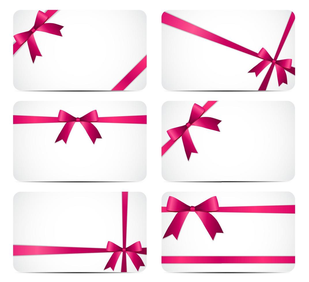 carte-cadeau avec ruban rose et archet. illustration vectorielle vecteur