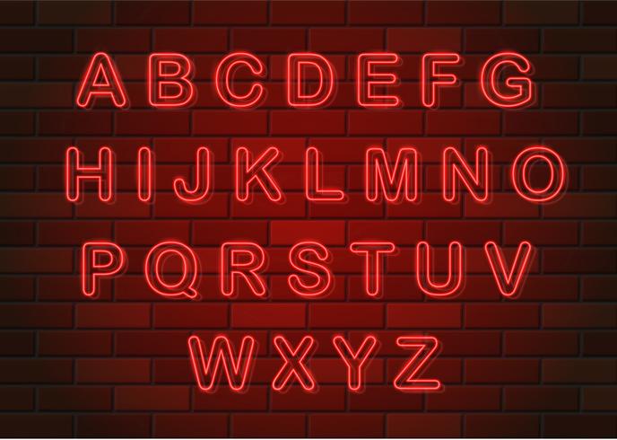 illustration vectorielle de néon brillant lettres alphabet anglais vecteur