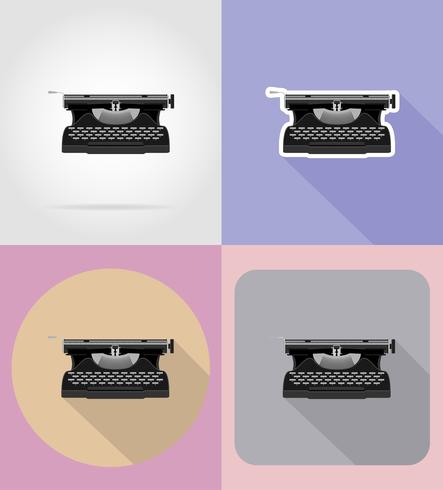 vieilles icônes plat rétro vintage machine à écrire vector illustration
