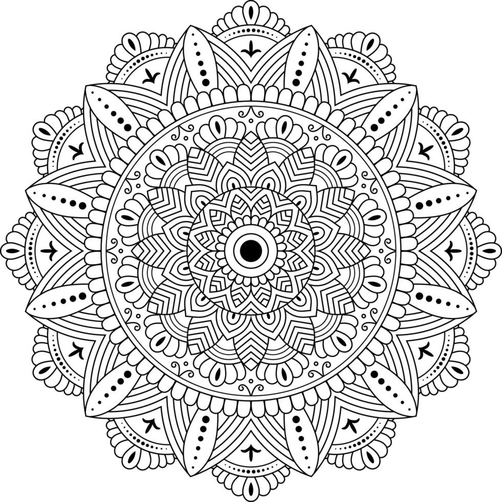 mandala de motif circulaire, illustration vectorielle d'ornement décoratif motif oriental. henné, mehndi, tatouage, style de décoration. page de livre de coloriage. vecteur