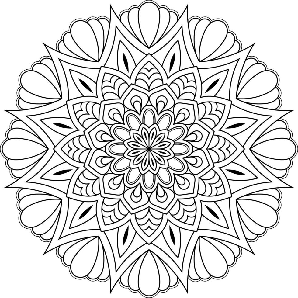 Coloriage mandala illustration vectorielle, motif abstrait, décoration pour la décoration intérieure, ornement décoratif circulaire oriental ethnique vecteur