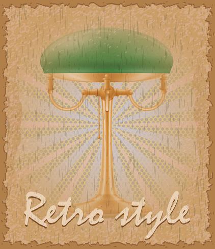 affiche de style rétro ancienne illustration vectorielle de lampe de table vecteur