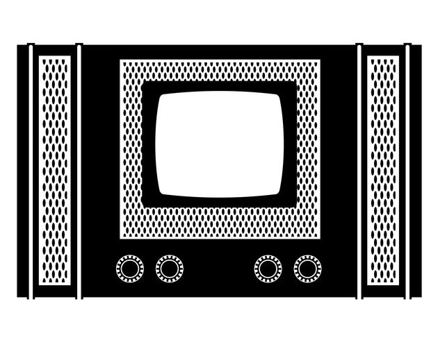 tv vieux rétro icône vintage vector stock illustration contour noir silhouette