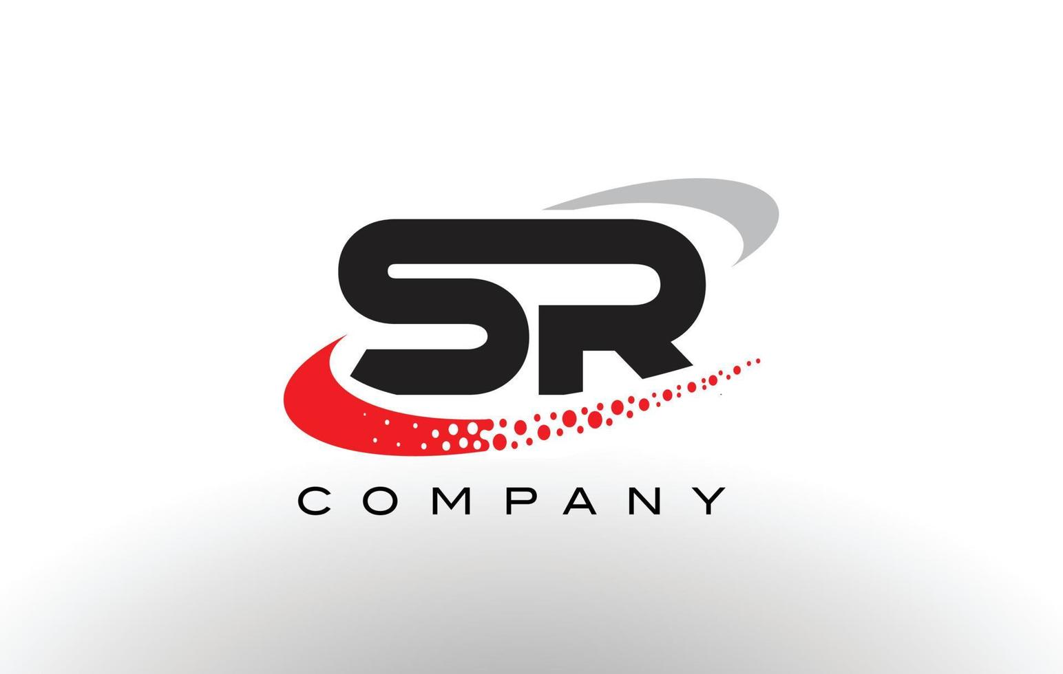 création de logo de lettre moderne sr avec swoosh en pointillé rouge vecteur