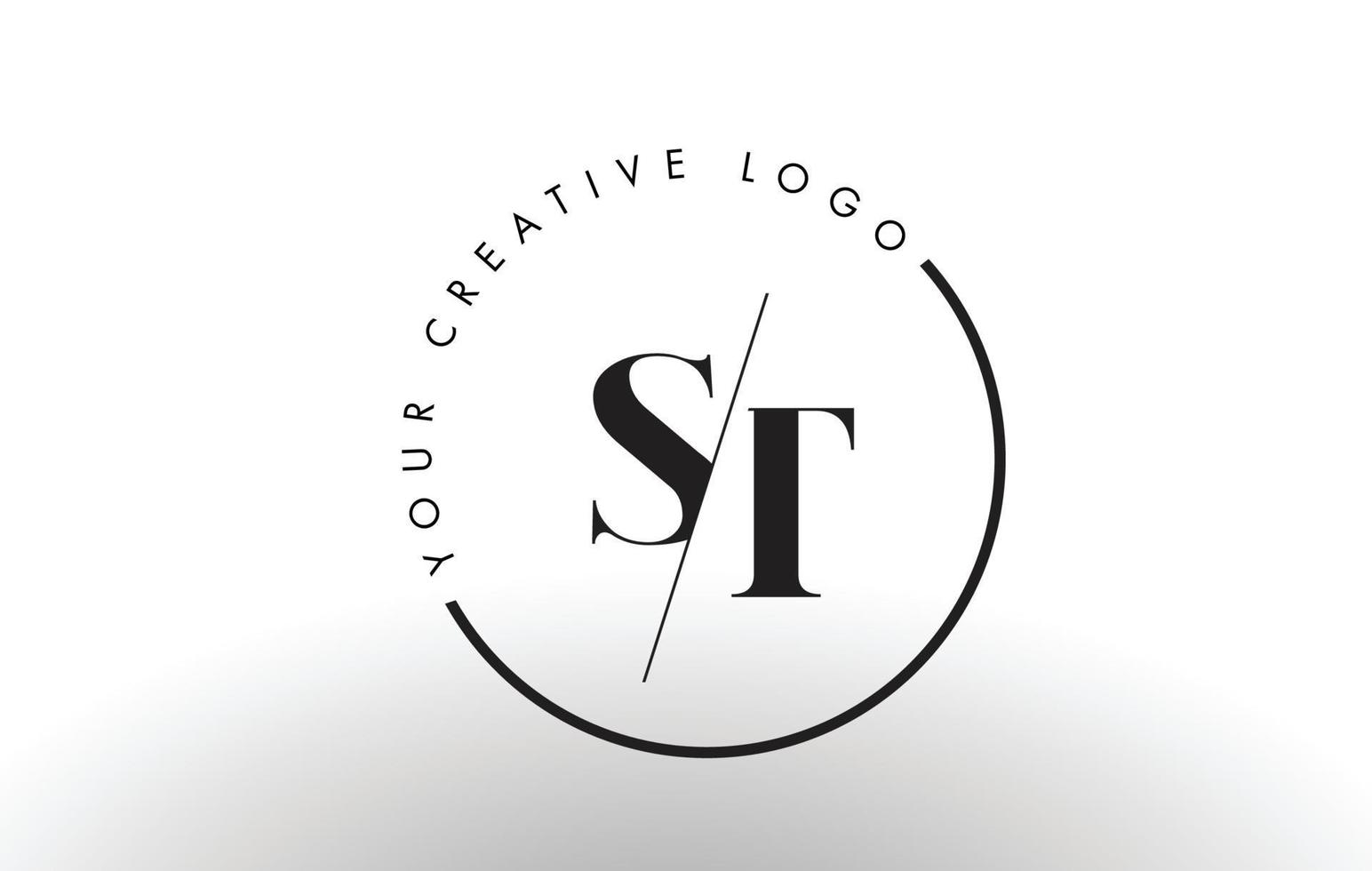 création de logo de lettre st serif avec une coupe intersectée créative. vecteur