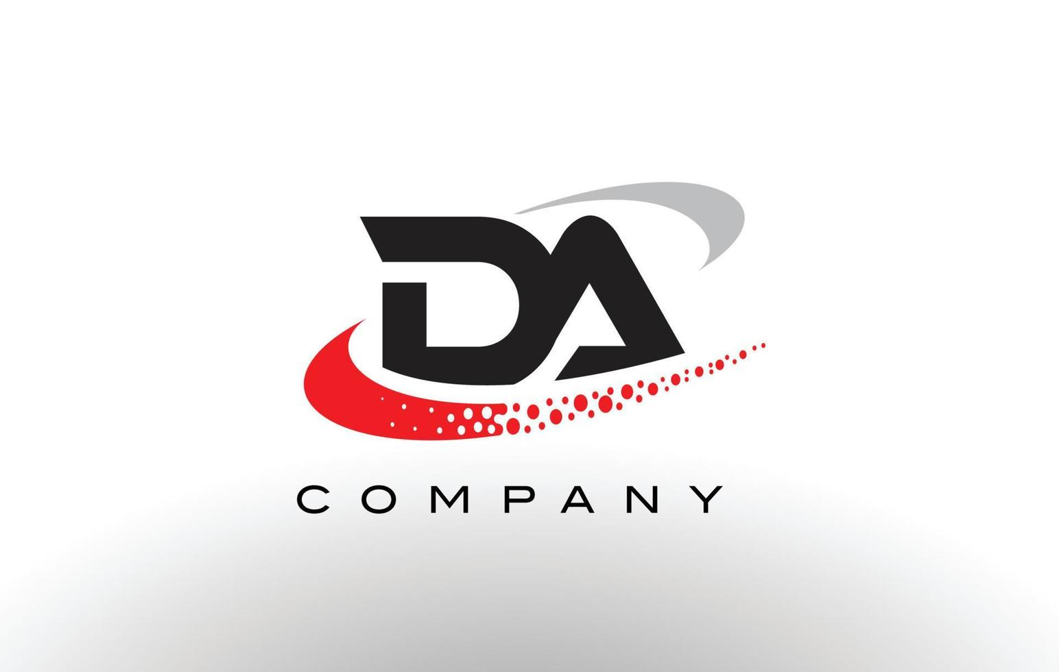 création de logo de lettre moderne da avec swoosh en pointillé rouge vecteur