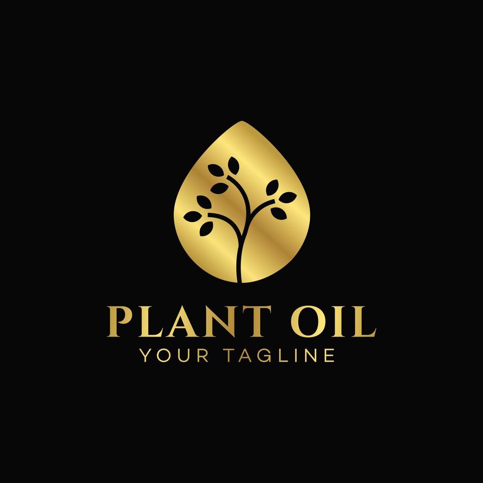 modèle de conception de logo d'huile végétale vecteur