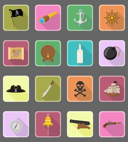 pirate icônes plates vector illustration