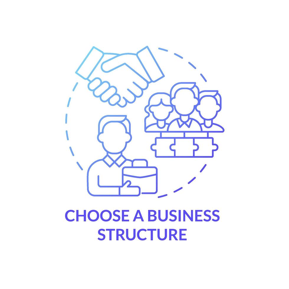 choisissez l'icône de concept de concept de gradient de structure d'entreprise. organisation de l'entreprise fournissant une illustration de fine ligne d'idée abstraite de développement commercial. dessin en couleur de contour isolé de vecteur