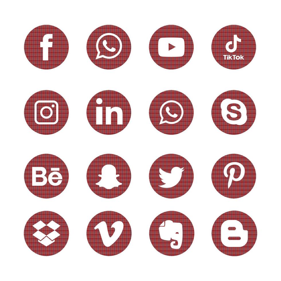 ensemble d'icônes plates de médias sociaux liés, pinterest, groupe, boîte de dépôt, éléphant, bechance veemo. partager, comme, illustration vectorielle twitter, youtube, whatsapp, snapchat, facebook, instagram, tic tac, tok vecteur