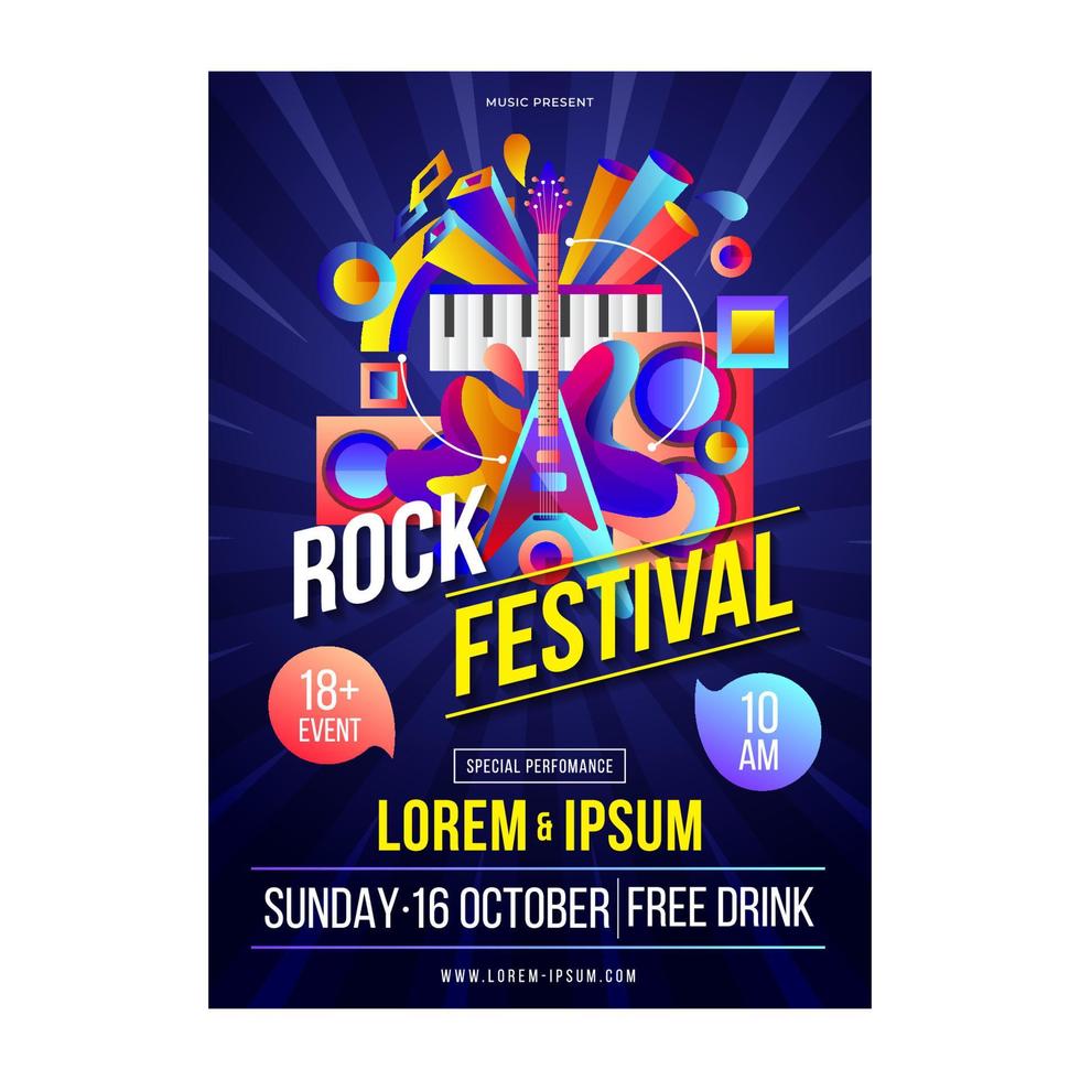 affiche de musique de festival de rock vecteur