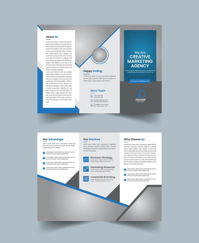 conception de brochure d'entreprise à trois volets, modèle d'entreprise dans une mise en page de brochure à trois volets vecteur