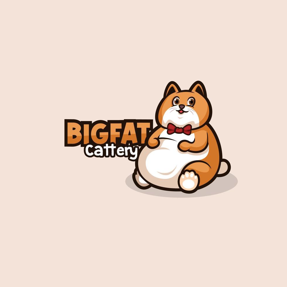 illustration de mascotte logo gros chat vecteur