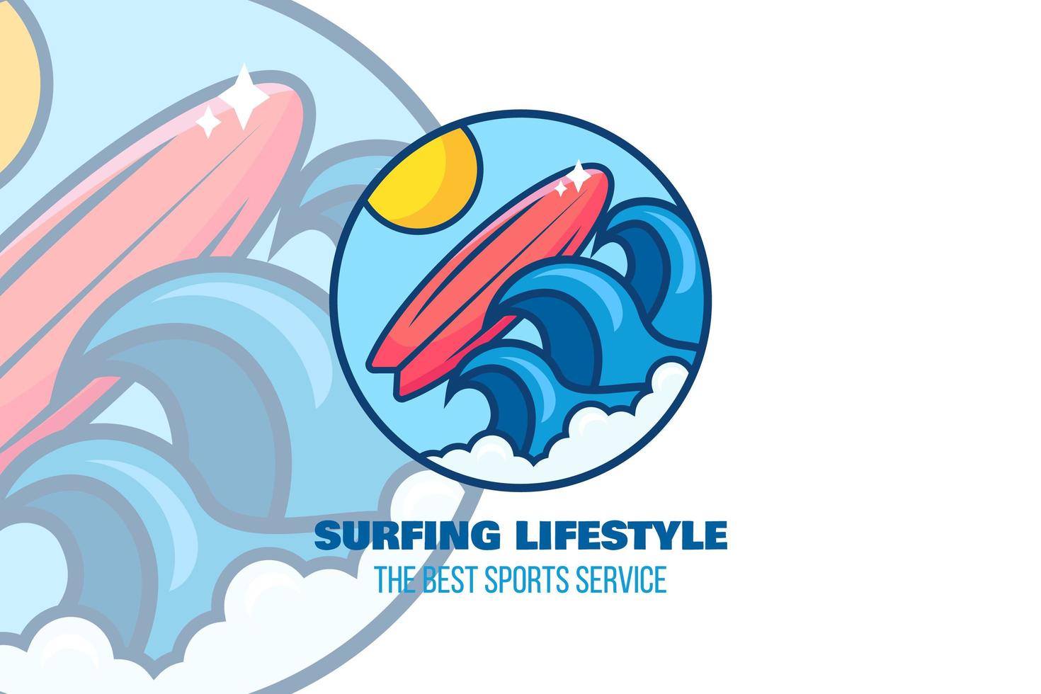 logo de surf. surf camp, modèle d'emblème de station vecteur