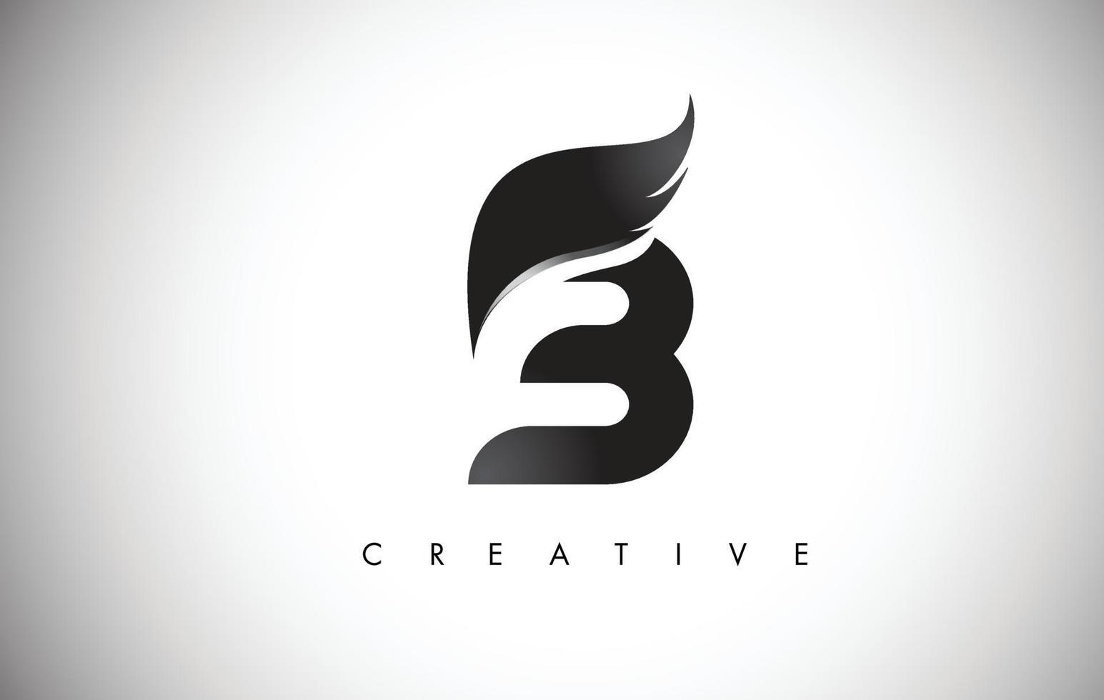 création de logo d'ailes de lettre b avec l'icône d'aile de mouche d'oiseau noir. vecteur