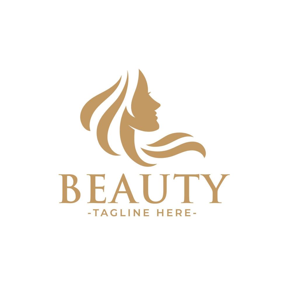 modèle de logo féminin femme beauté dorée vecteur