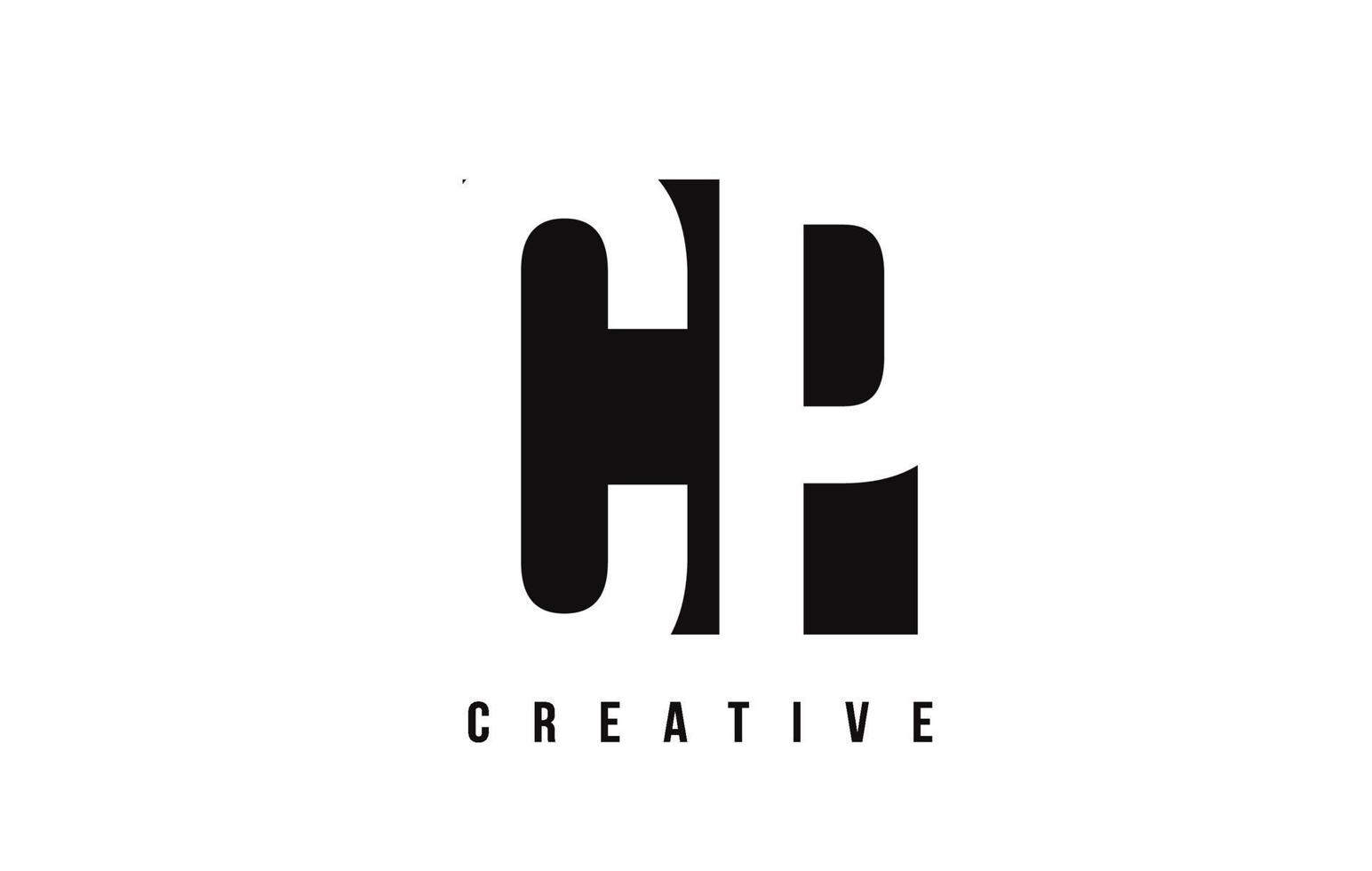 cp cp création de logo de lettre blanche avec carré noir. vecteur