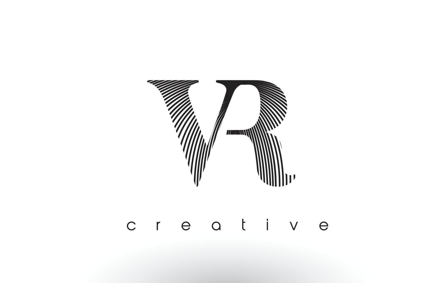 création de logo vr avec plusieurs lignes et couleurs noir et blanc. vecteur