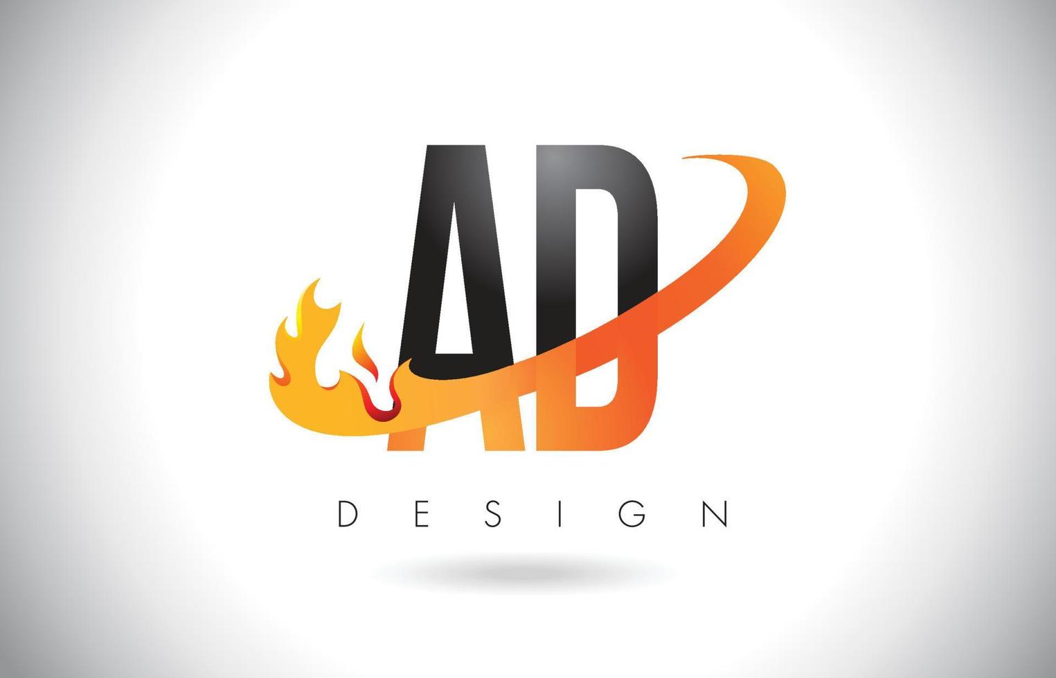 logo de lettre d'annonce avec un design de flammes de feu et un swoosh orange. vecteur