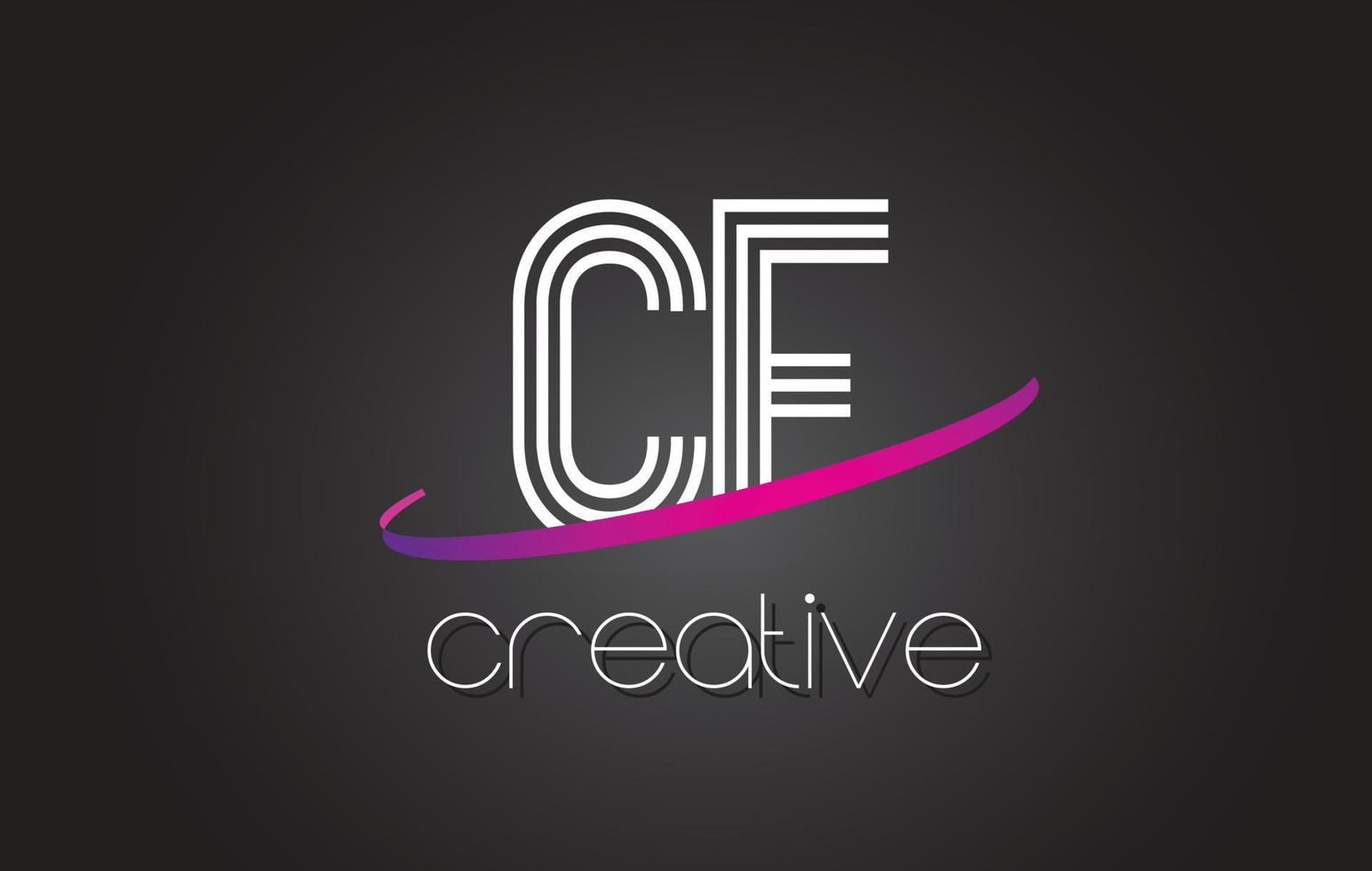 logo de lettre cf cf avec design de lignes et swoosh violet. vecteur