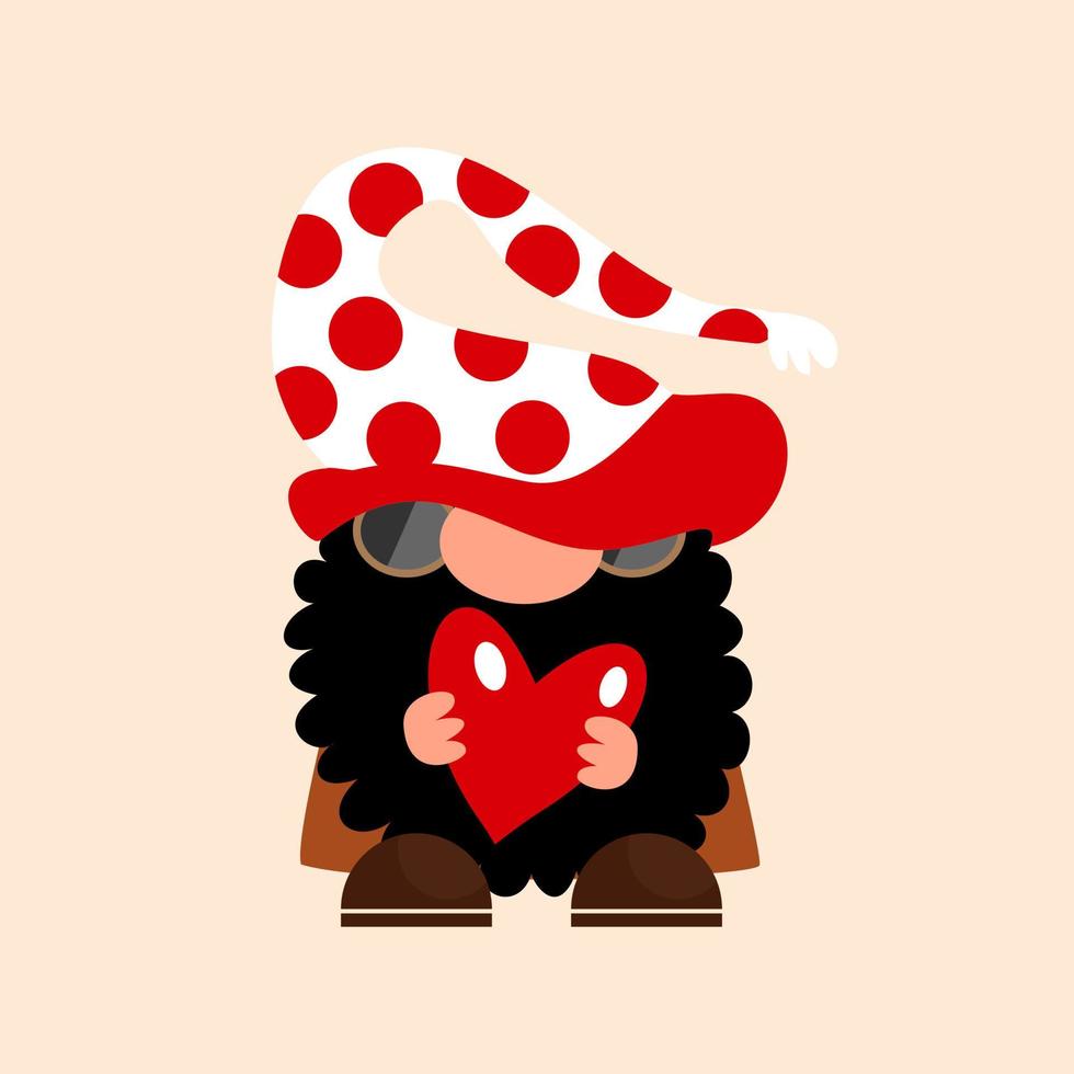 gnome barbe noire saint valentin vecteur