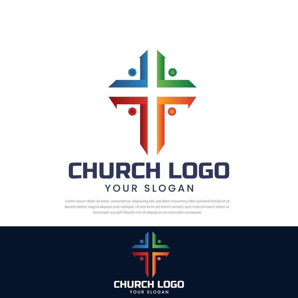 modèle d'icône de croix d'église colorée, symbole, illustration de croix vecteur