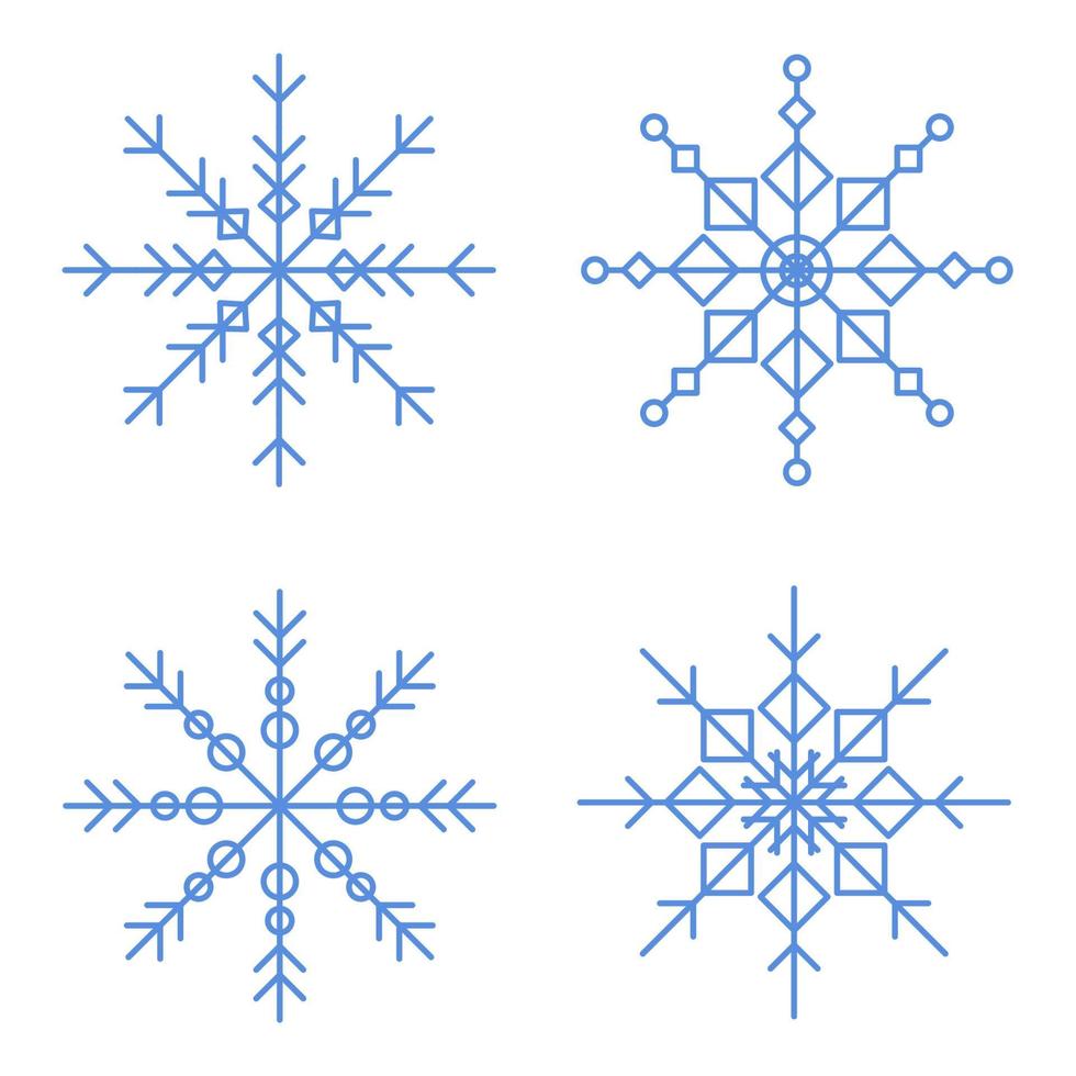 ensemble d'icône de flocons de neige bleu plat simple. grand design à toutes fins utiles. illustration vectorielle isolée sur fond blanc. vecteur