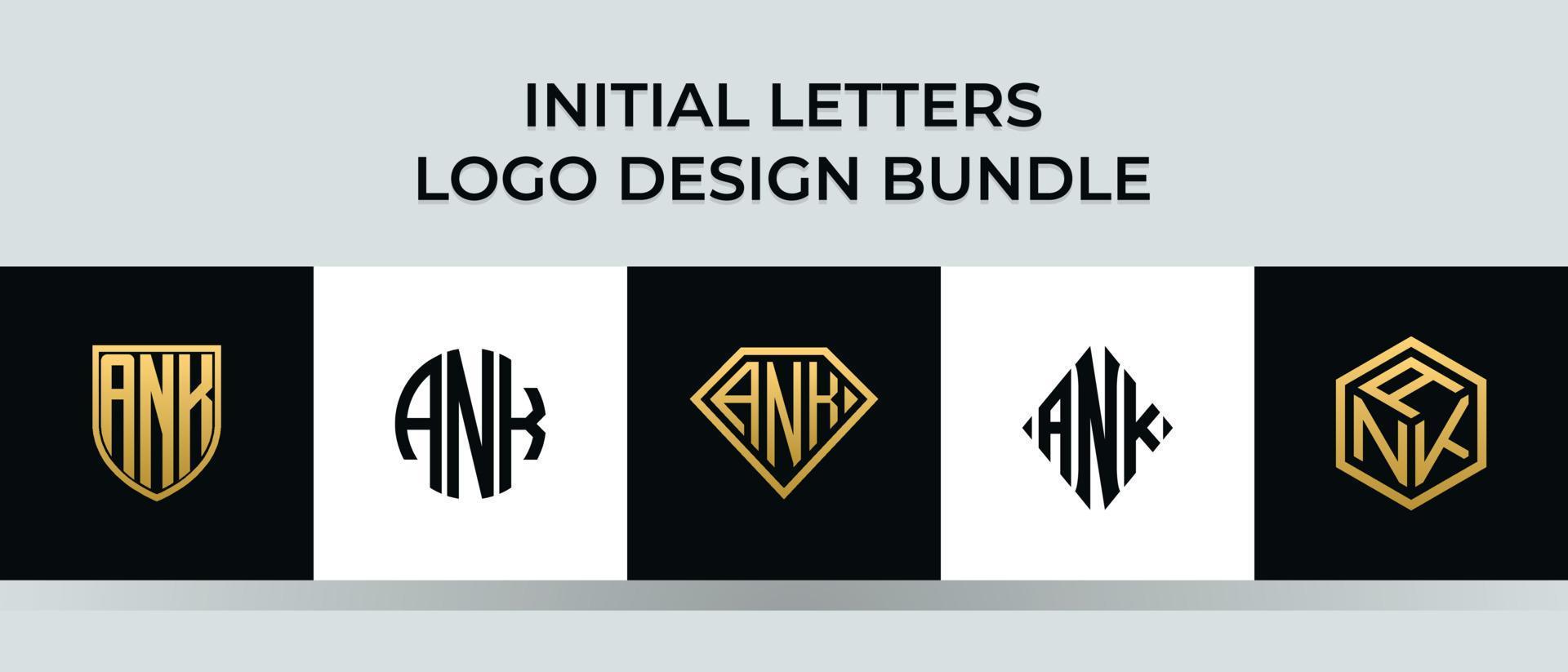Paquet de conceptions de logo de lettres initiales ank vecteur